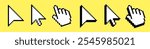 Cursor icons set arrow, arm flat and 3d style
