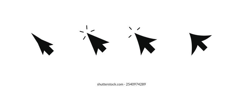 Cursor icons set in arrow forms. mouse click cursor set, arrow pointer vector. Cursor icon. 