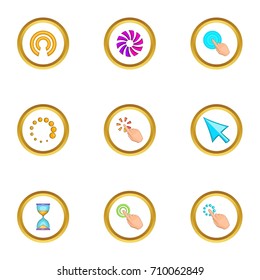 Cursor icons set. Cartoon set of 9 cursor vector icons for web isolated on white background