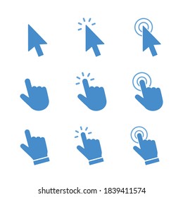 Conjunto de iconos de cursor, haga clic en diseño vectorial de icono