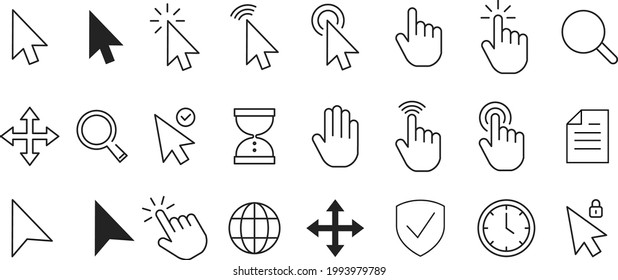 Cursor icons set and contact