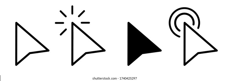 Cursor icons set design. Mouse Arrow Icon collection. Computer mouse click pointer cursor arrow.Vector icon