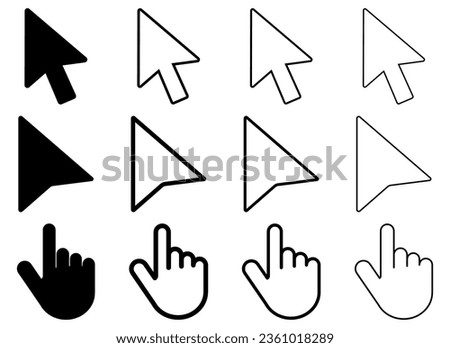 Cursor icons set design. Mouse Arrow Icon collection. Computer mouse click pointer cursor arrow. Vector icon