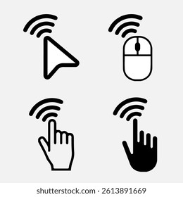 Cursor icons set. Cursor set in hand, arrow and mouse forms, mouse click cursor set, arrow and hand pointer.