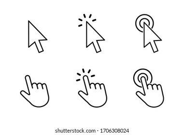 Cursor icons set, hand cursor sign, click icon vector design