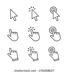 Cursor icons set, hand cursor sign, click icon vector design