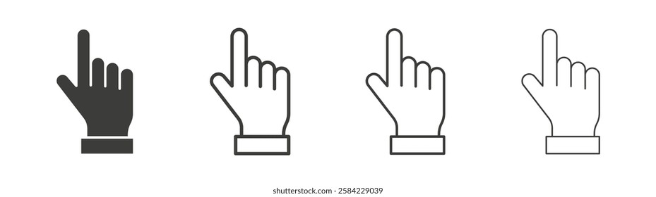 Cursor icons set. Liner outlined and flat black color