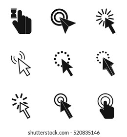 Cursor icons set. Simple illustration of 9 cursor vector icons for web