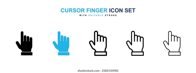 Cursor icons vector collection in black and blue colors on white background