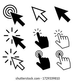 Cursor icons vector set. mouse illustration sign collection. click symbol.