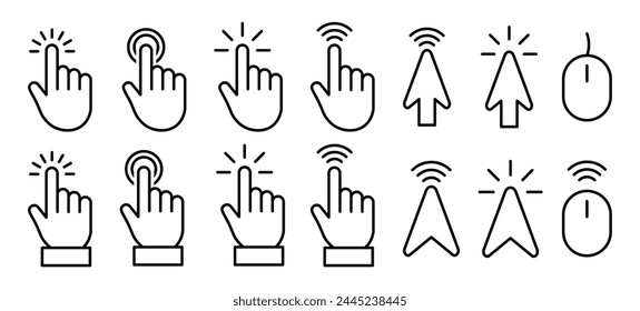 Cursor Icons.Clickable Cursor Icons: Pointer Mouse Cursor, Clicking Hand, Pointing Gestures
