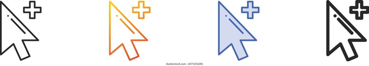 cursor icon.Thin Linear, Gradient, Blue Stroke and bold Style Design Isolated On White Background