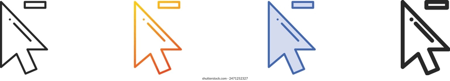 cursor icon.Thin Linear, Gradient, Blue Stroke and bold Style Design Isolated On White Background