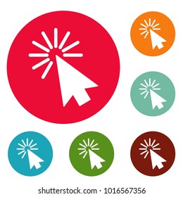 Cursor interface element icons circle set vector isolated on white background