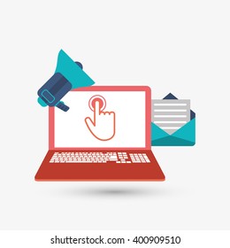 cursor and laptop design, vector illustration