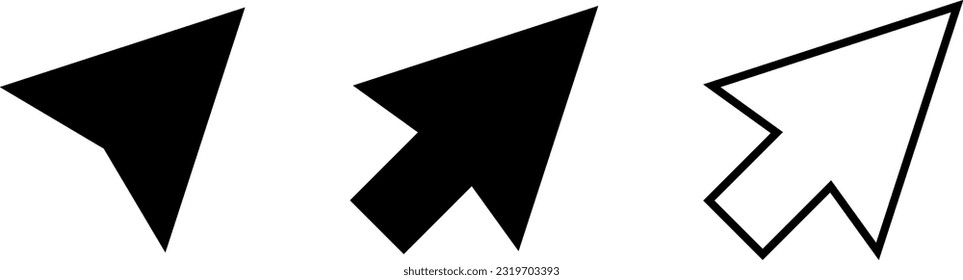 Cursor line icon collection. Computer web arrows mouse cursors and clicking line pointer cursor selecting.