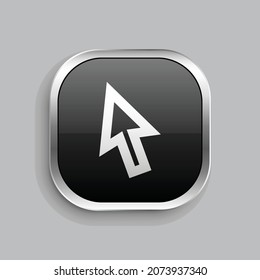 cursor line icon design. Glossy Button style rounded rectangle isolated on gray background. Vector illustration