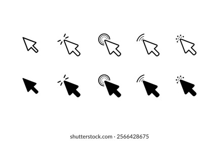 Cursor line icon. Mouse click cursor set. Click icon. Mouse pointer set. Vector symbol in trendy flat style on white background. Click arrow. Vector illustration