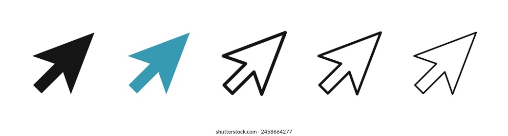 Cursor line icon set. Click arrow icon. Web mouse pointer sign for UI designs.