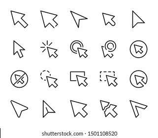 Cursor line icon set. Collection of vector symbol in trendy flat style on white background.Web sings for design.