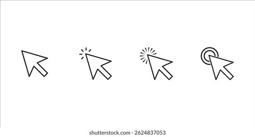 Cursor line icon set. Vector symbol in trendy flat style on white background. Click arrow.