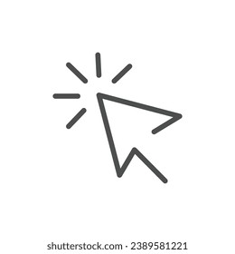 Icono de línea del cursor. Símbolos vectoriales de moda plana sobre fondo blanco. Haga clic en la flecha.