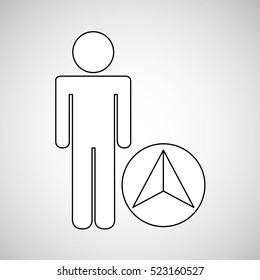 cursor locate destination icon silhouette man vector illustration eps 10