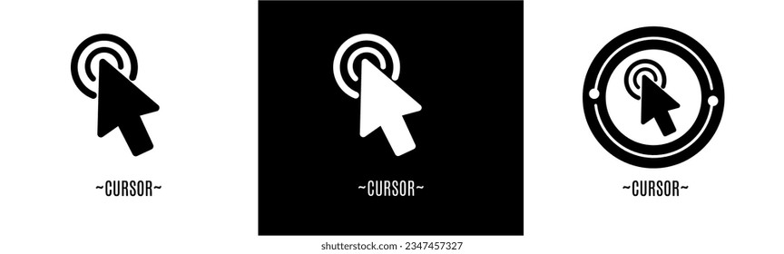 Cursor logo set. Collection of black and white logos. Stock vector.