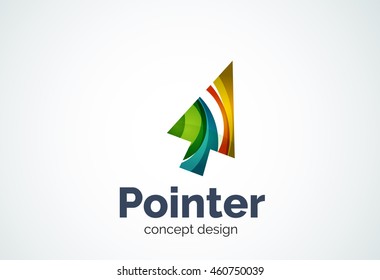 Cursor logo template, mouse pointer and arrow concept. Modern minimal design logotype created with geometric shapes - circles, overlapping elements
