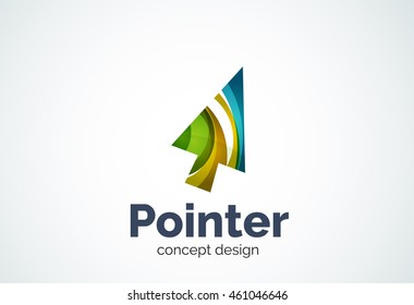 Cursor logo template, mouse pointer and arrow concept. Modern minimal design logotype created with geometric shapes - circles, overlapping elements