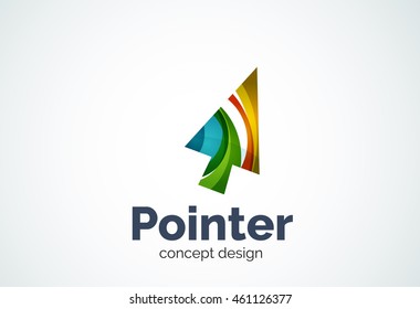 Cursor logo template, mouse pointer and arrow concept. Modern minimal design logotype created with geometric shapes - circles, overlapping elements