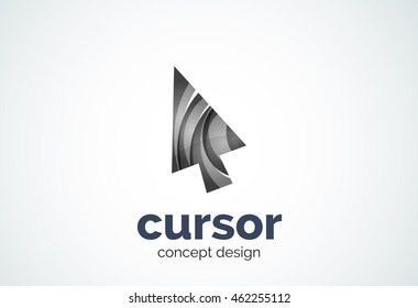 Cursor logo template, mouse pointer and arrow concept. Modern minimal design logotype created with geometric shapes - circles, overlapping elements