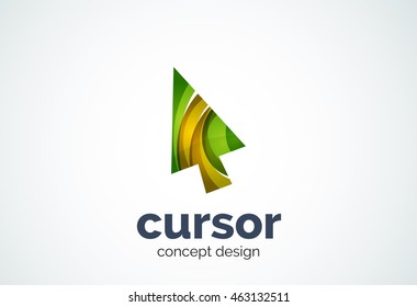 Cursor logo template, mouse pointer and arrow concept. Modern minimal design logotype created with geometric shapes - circles, overlapping elements