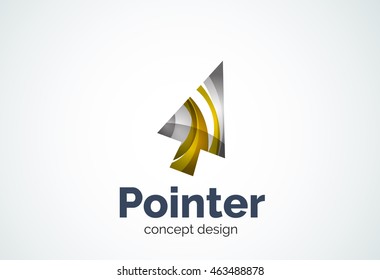 Cursor logo template, mouse pointer and arrow concept. Modern minimal design logotype created with geometric shapes - circles, overlapping elements