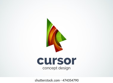 Cursor logo template, mouse pointer and arrow concept. Modern minimal design logotype created with geometric shapes - circles, overlapping elements