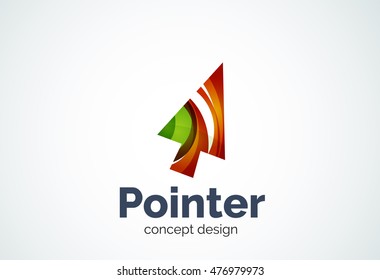 Cursor logo template, mouse pointer and arrow concept. Modern minimal design logotype created with geometric shapes - circles, overlapping elements