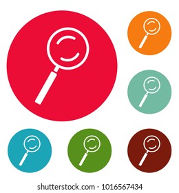 Cursor magnifier element icons circle set vector isolated on white background