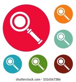 Cursor magnifier icons circle set vector isolated on white background