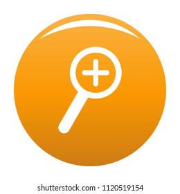 Cursor magnifier plus icon. Simple illustration of cursor magnifier plus vector icon for any design orange