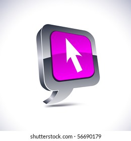 Cursor metallic 3d vibrant balloon icon.