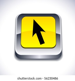 Cursor metallic 3d vibrant square icon.