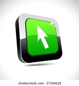 Cursor metallic 3d vibrant square icon.