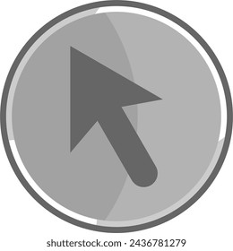 Cursor metallic icon. Cursor gray icon.
