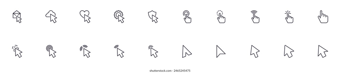 Cursor de iconos web modernos para infografías. Ilustración lineal simple para App, sitios, infografías