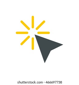 Cursor of mouse arrow clicks icon in flat style isolated on white background. Computer and internet symbol