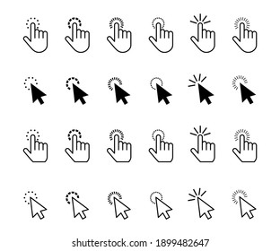 Cursor and mouse arrow collection. Different variations of pointers. Vector computer interface icons