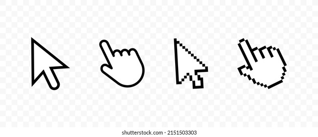 Cursor. Mouse Click Cursor Collection. Cursor Icon Set Isolated On Transparent Background. Computer Mouse Click Cursor Icons. Vector Graphic EPS 10