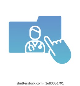 cursor ratón con la silueta en línea de mantenimiento de carpetas y médico estilo gradiente estilo vectorial diseño