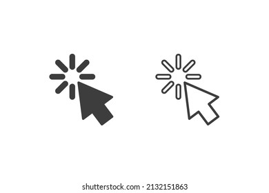 Cursor mouse icon vector illustration glyph style design with 2 style icons black and white. Isolated on white background.