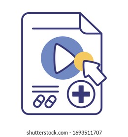 cursor mouse with medical order health online line style vector illustration design